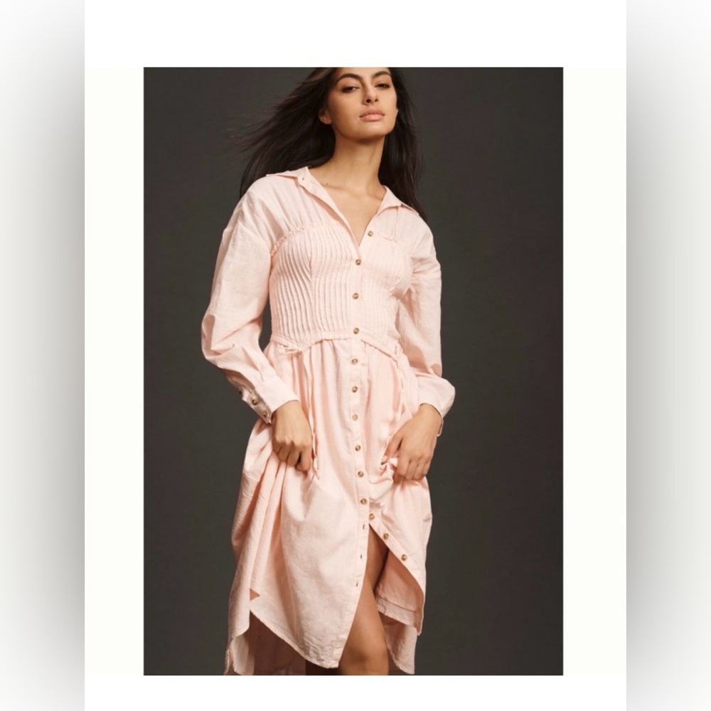 NWT Pilcro Corset Midi Cotton Dress XL PINK